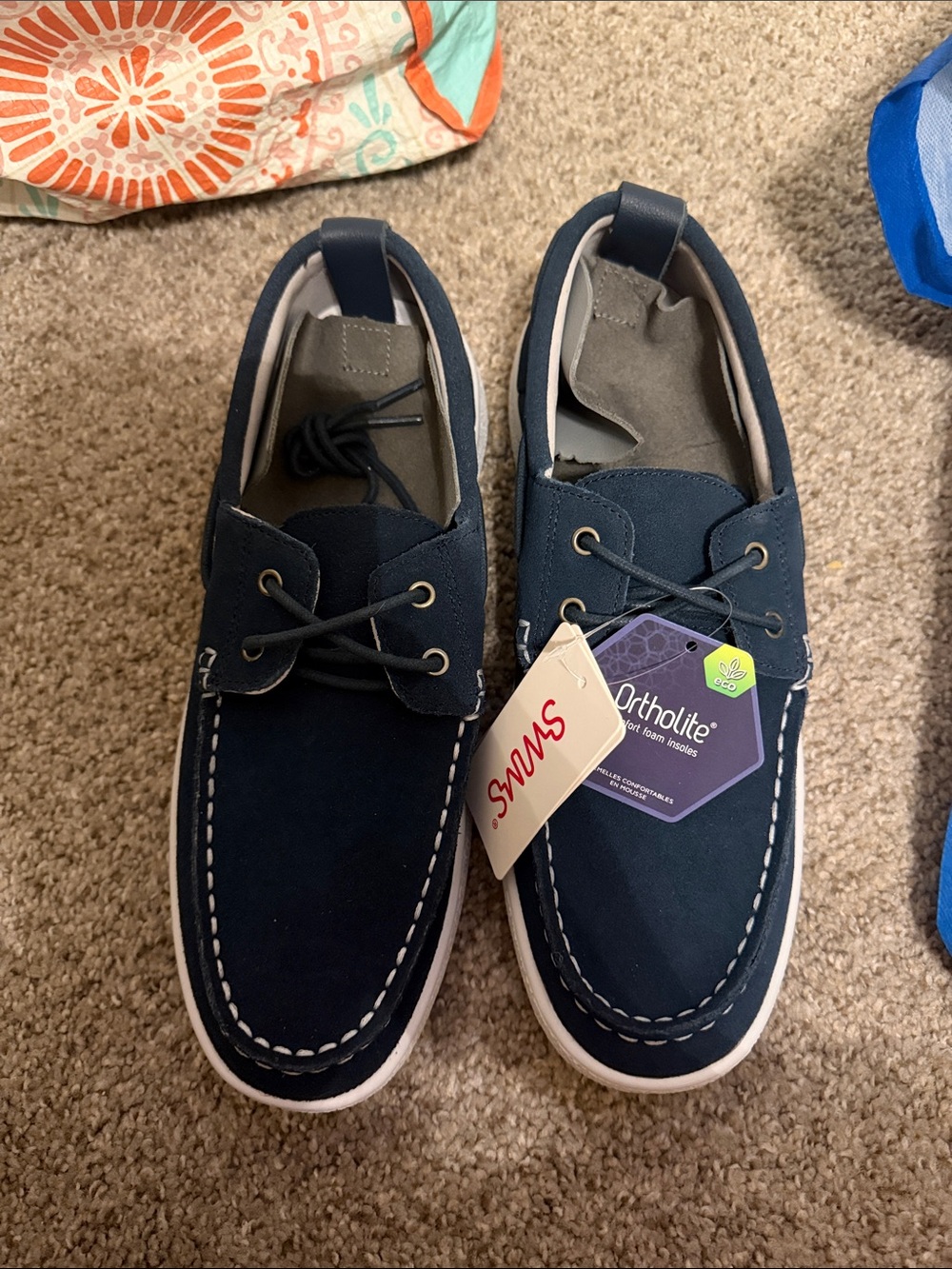 Swims Men's Navy Suede Boat Shoes with Ortholite Insole